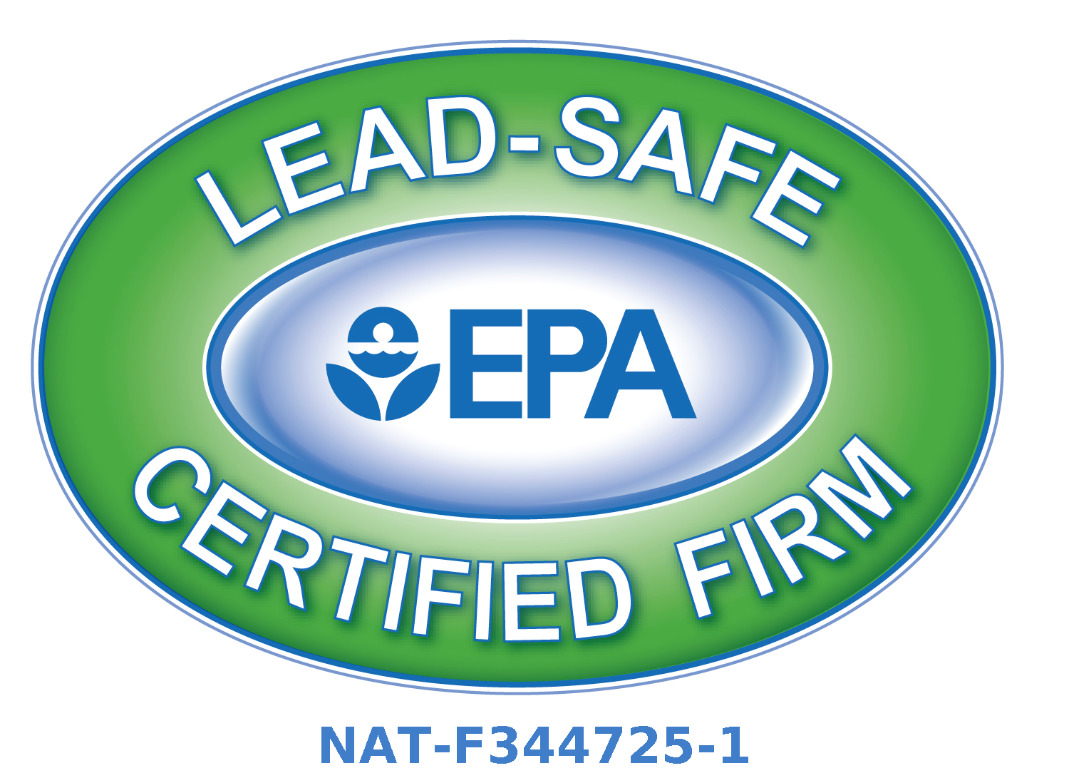 EPA Lead-Safe Certified Firm logo, certification number NAT-F344725-1